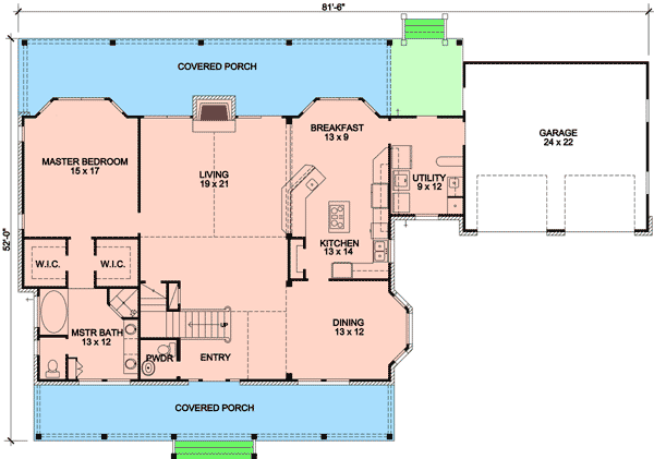 Plan 46035HC: Hill Country Home with Lots of Storage - Floor Plan - Main Level - Country, Farmhouse, Hill Country
