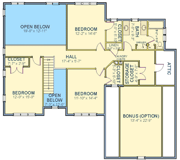 Plan 46222LA: Main Floor Master Suite - Floor Plan - 2nd Floor - Traditional