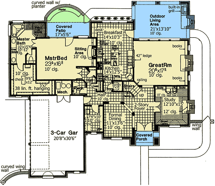Plan 48026FM: Majestic European Home Plan - Floor Plan - Main Level - European, French Country