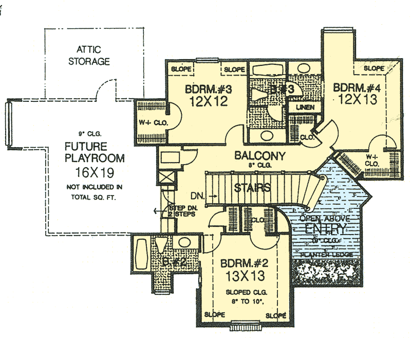 Plan 48058FM: Classically French with Options - Floor Plan - 2nd Floor - European, French Country