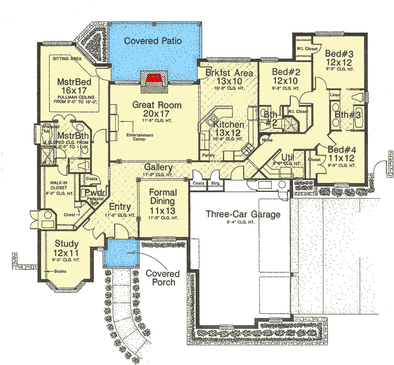 Plan 48071FM: A Touch of Class - Floor Plan - Main Level - European