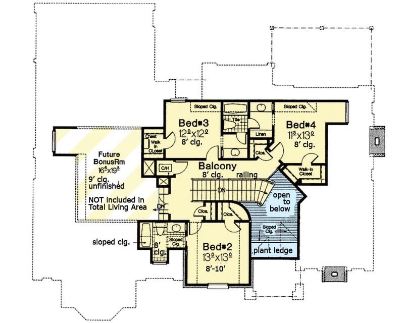 Plan 48088FM: Classically French Country Style House Plan with Garage and Layout Options - Floor Plan - 2nd Floor - European, French Country, Southern, Transitional