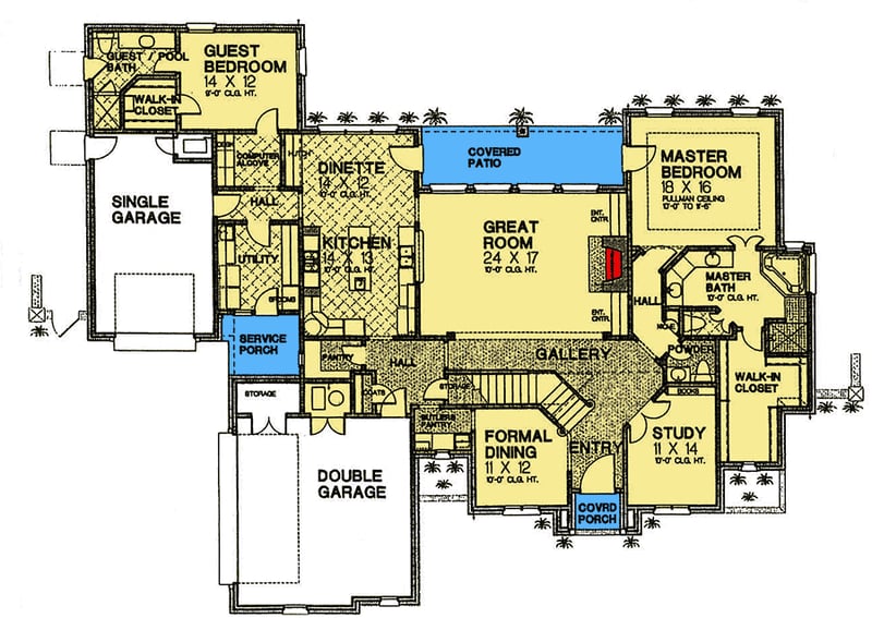 Plan 48131FM: Grandiose European House Plan - Floor Plan - Main Level - European, French Country