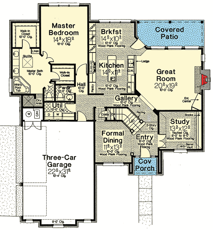 Plan 48315FM: 4 Bedroom French Country - Floor Plan - Main Level - European, French Country