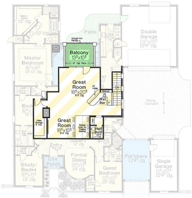 Plan 48326FM: French Country Home Plan Grand Turret - Floor Plan - 2nd Floor - Optionally Finished Bonus Level - European, French Country