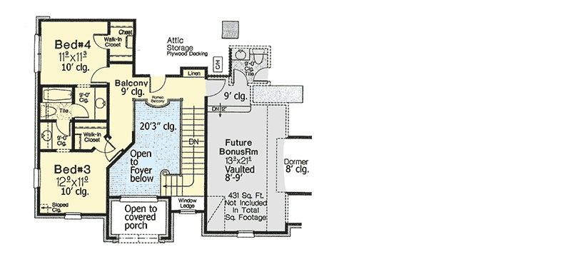 Plan 48333FM: Two-Story Home Plan with Elegant Foyer - Floor Plan - 2nd Floor - European, French Country