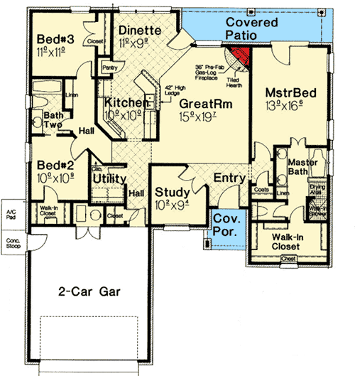Plan 48471FM: European House Plan with Tudor Detailing - Floor Plan - Main Level - European, French Country, Tudor
