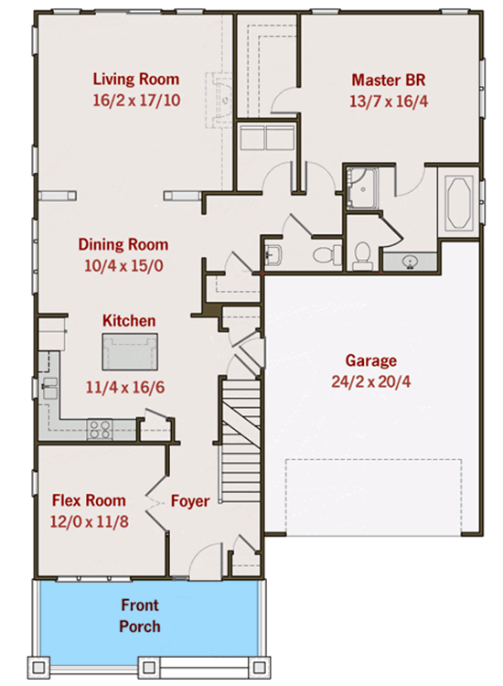 Plan 50108PH: Bungalow with Flex Room - Floor Plan - Main Level - Craftsman, Northwest