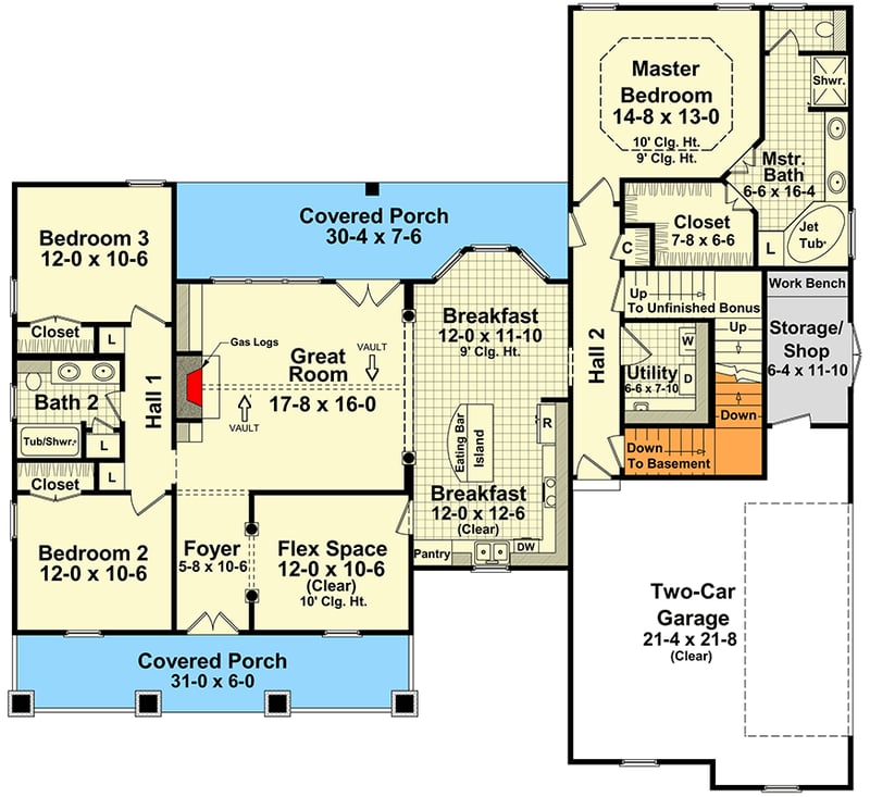 Plan 51009MM: Flexible Country House Plan - Floor Plan - Main Level - Country, Traditional