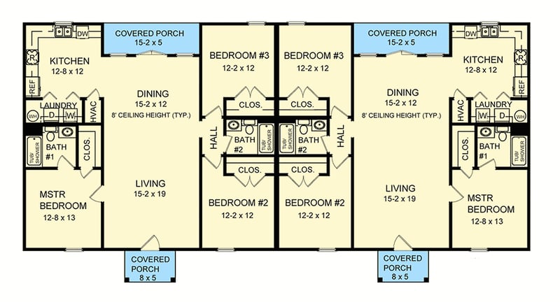 Plan 5103MM: Spacious Three Bedroom Duplex - Floor Plan - Main Level