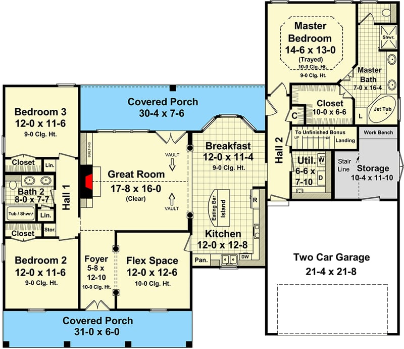Plan 51052MM: Inviting Southern Country Styling - Floor Plan - Main Level - Southern