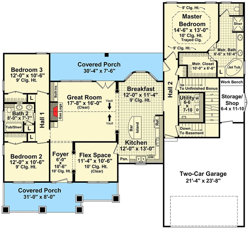 Plan 51088MM: Craftsman Home Plan with Great Porches - 1816 Sq Ft - Floor Plan - Main Level - Craftsman, Northwest
