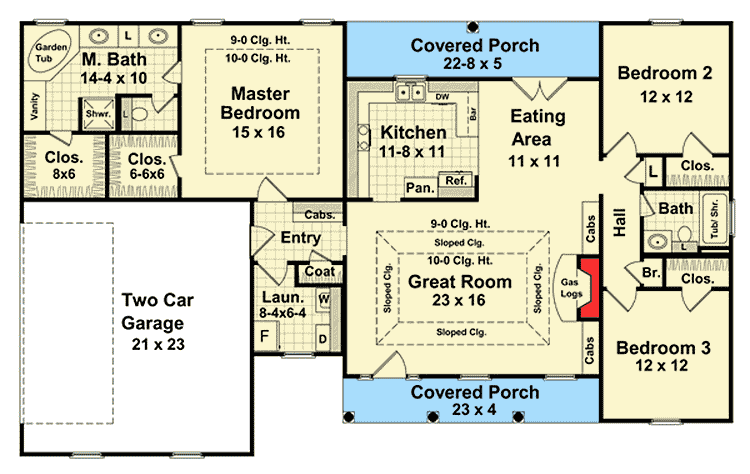 Plan 5110MM: Highly Functional Split-Bedroom Floorplan - Floor Plan - Main Level - Acadian, Ranch, Southern, Traditional