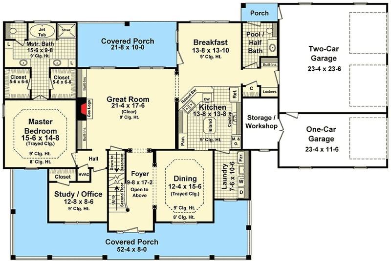 Plan 51118MM: Country Beauty with Wraparound Porch - Floor Plan - Main Level - Country, Farmhouse, Traditional