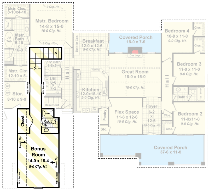 Plan 51128MM: Bungalow with Many Options - Floor Plan - Bonus - Cottage, Country, Craftsman, Northwest