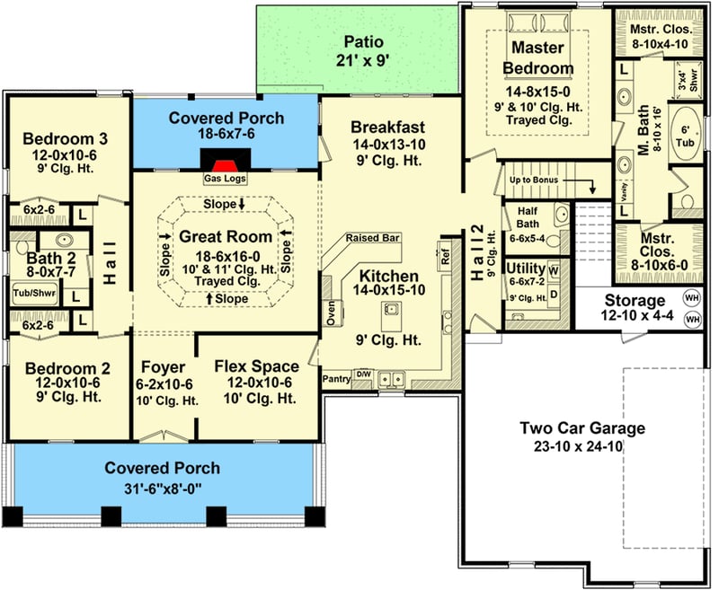 Plan 51134MM: Attractive Country In Multiple Sizes - Floor Plan - Main Level - Country, Traditional