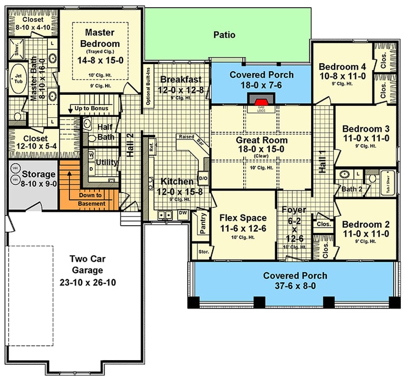 Plan 51146MM: Craftsman Bungalow With Basement And Bonus - Floor Plan - Main Level - Cottage, Country, Craftsman, Northwest