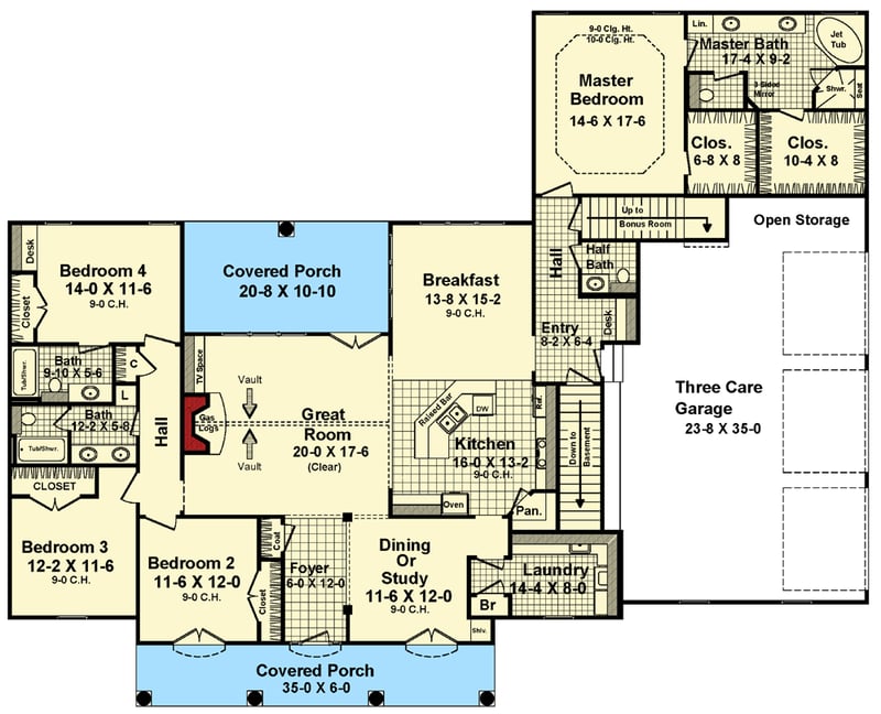 Plan 51148MM: Southern Living With Options - Floor Plan - Main Level - Southern, Traditional