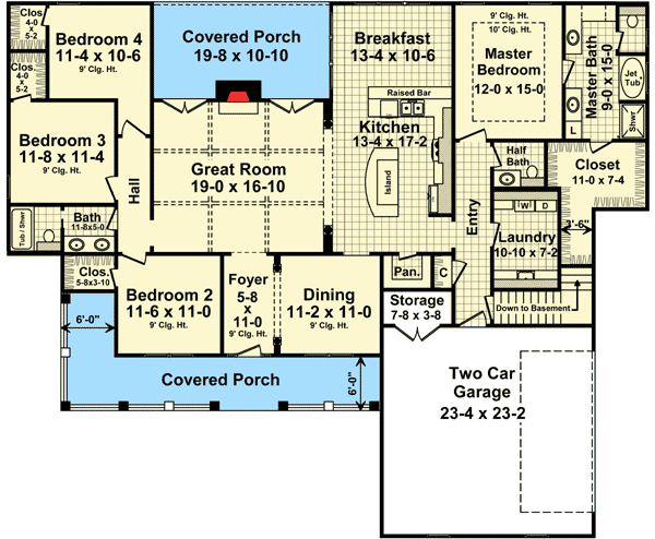 Plan 51154MM: Neat as a Pin - Floor Plan - Main Level - Country, Farmhouse, Southern, Traditional