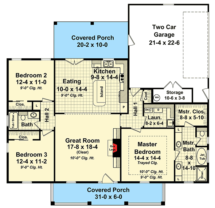 Plan 51167MM: Cozy 3-Bed House Plan - 1636 Sq Ft - Floor Plan - Main Level - Cottage, Country, Farmhouse, Modern Farmhouse, Traditional