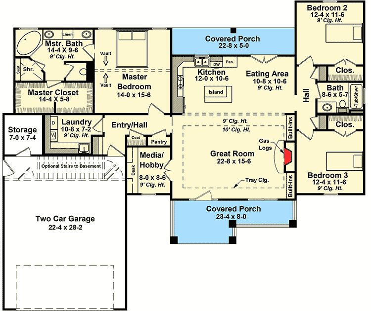 Plan 51173MM: 3 Bed Craftsman Cottage with Options - Floor Plan - Main Level