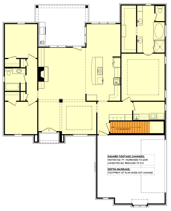 Plan 51714HZ: 3 Bed French Split House Plan - Floor Plan - Basement Option - Acadian, European, French Country, Southern