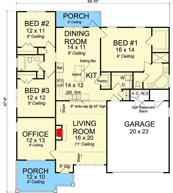 Plan 52215WM: Compact House Plan with 3 Bedrooms Under 1750 Square Feet - Architectural Designs - Floor Plan - Main Level - Cottage, Ranch, Southern