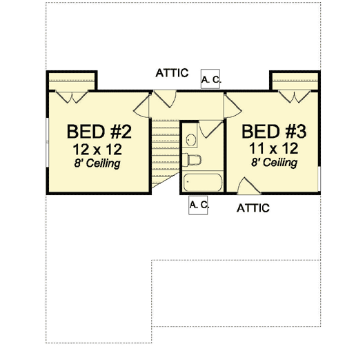 Plan 52233WM: Country Home Plan with First Floor Master and 3 Bedrooms - 1597 Sq Ft - Floor Plan - 2nd Floor - Country, Farmhouse, Traditional