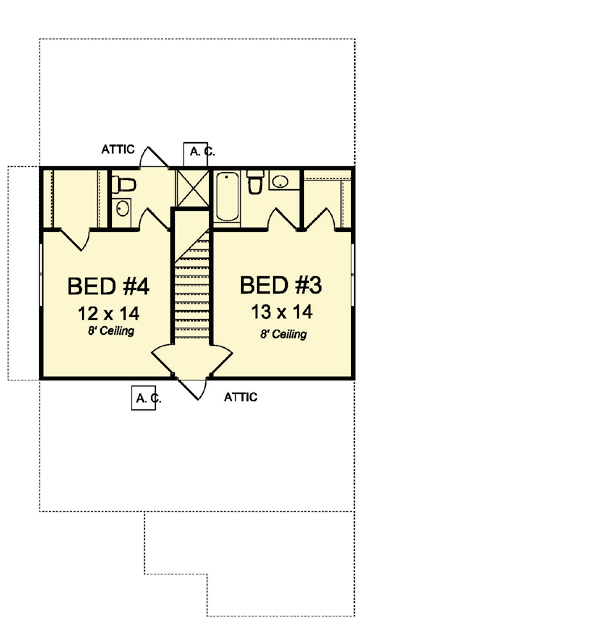 Plan 52241WM: Four Bedroom Country House Plan with 2-Car Garage - 1940 Sq Ft - Floor Plan - 2nd Floor - Cottage, Country, Traditional