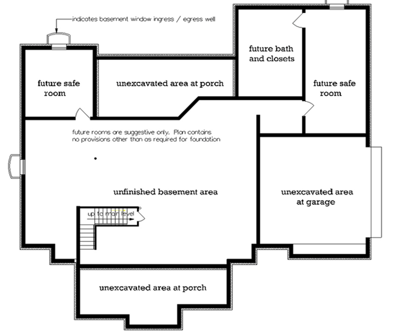 Plan 55138BR: One Level Tudor Home Plan - Floor Plan - Unfinished Basement - Ranch, Tudor