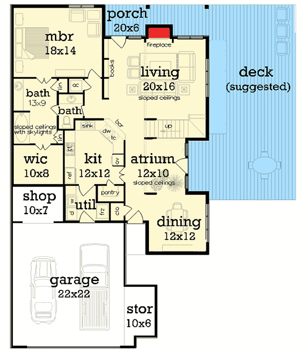 Plan 55172BR: Open and Bright 3 Bed Home Plan - Floor Plan - Main Level