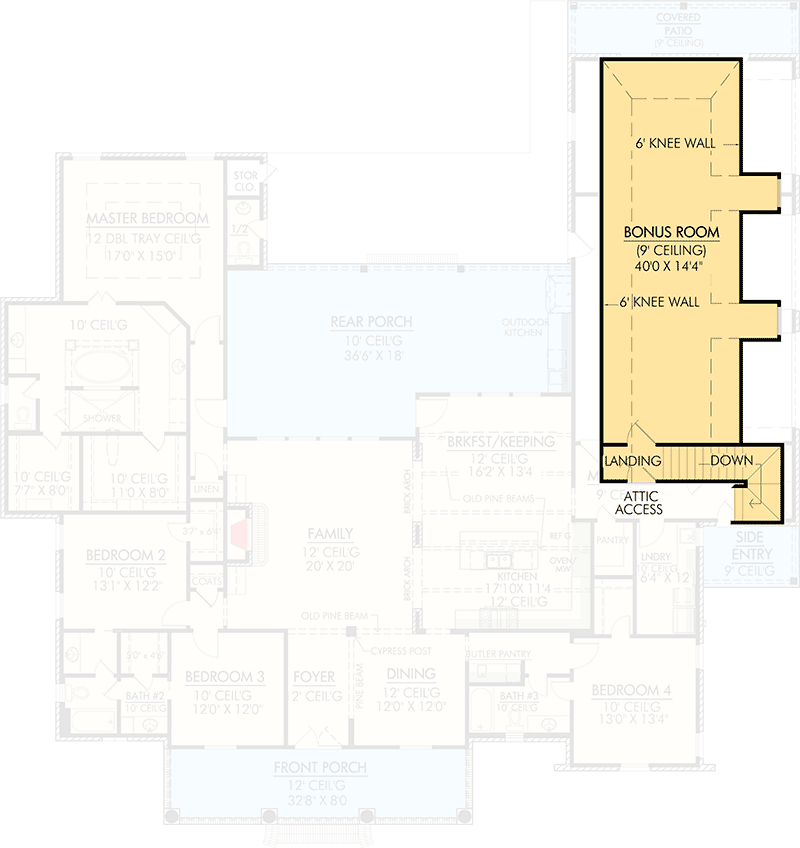 Plan 56367SM: 4-Bed Roomy French Country Home Plan - 3172 Sq Ft - Floor Plan - Bonus - Acadian, European, French Country, Louisiana-Style, Southern