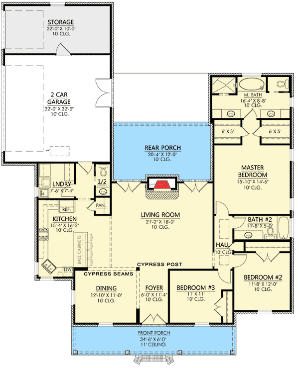 Plan 56372SM: 3 Bedroom Southern Belle - Floor Plan - Main Level - Acadian, European, French Country, Louisiana-Style, Southern