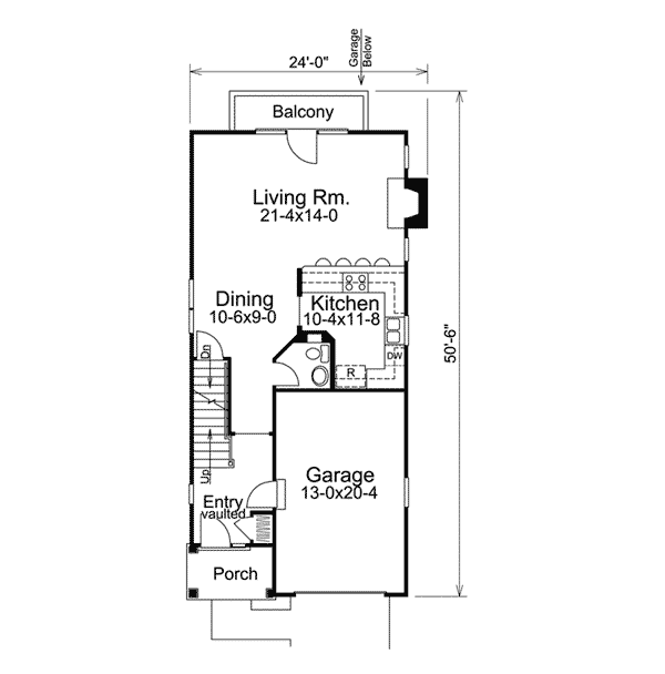 Plan 57039HA: Narrow Lot Vacation Plan - Floor Plan - Main Level - Country, Vacation