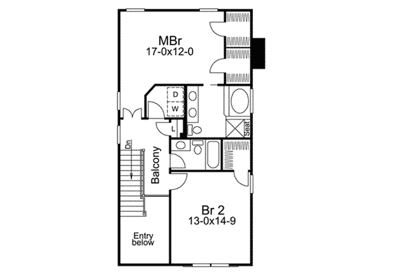 Plan 57039HA: Narrow Lot Vacation Plan - Floor Plan - 2nd Floor - Country, Vacation
