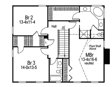 Plan 57101HA: Country Two-Story with Built-In Screened Porch - Floor Plan - 2nd Floor - Country