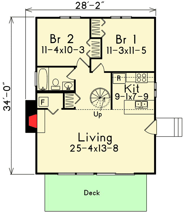 Plan 57194HA: Cozy Vacation Retreat - Floor Plan - Main Level - Cottage