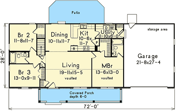 Plan 5723HA: Classic Ranch With Expansive Porch - Floor Plan - Main Level - Country, Ranch