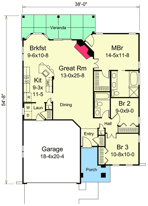 Plan 57272HA: Marvelous Open Floor Plan - Floor Plan - Main Level - Florida-Style, Mediterranean, Southern