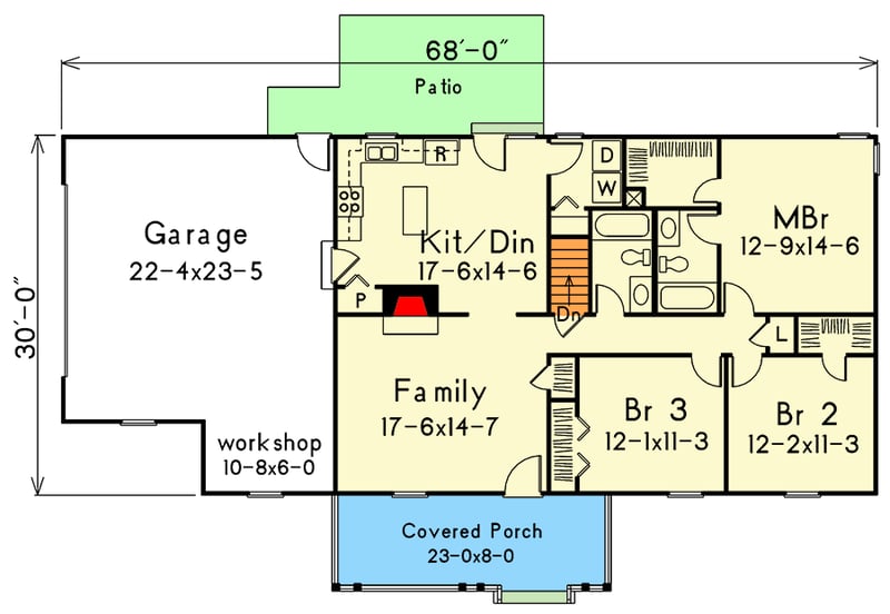 Plan 5731HA: Functional Layout - Floor Plan - Main Level - Country, Ranch