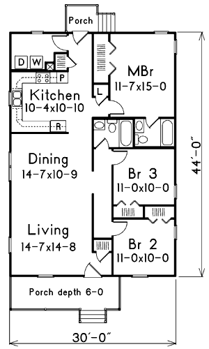 Plan 5763HA: Cottage Getaway - Floor Plan - Main Level - Cottage