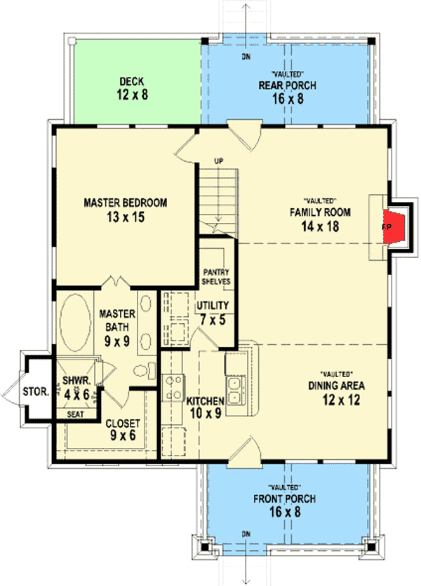 Plan 58550SV: Adorable Cottage - Floor Plan - Main Level - Cabin, Cottage, Country, Mountain, Northwest, Rustic, Vacation