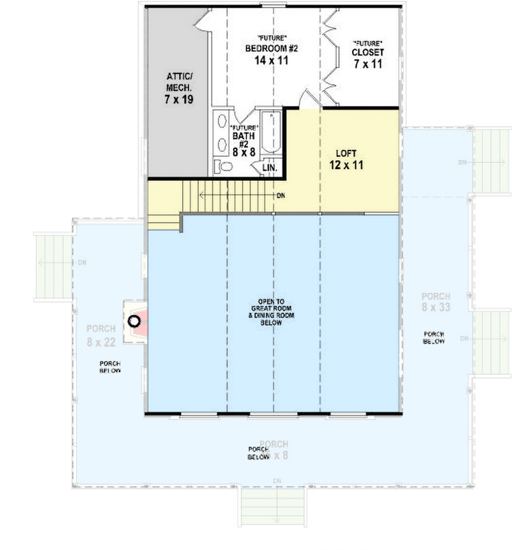 Plan 58559SV: Wraparound Retreat with Options - Floor Plan - 2nd Floor - Cottage, Mountain, Rustic, Vacation