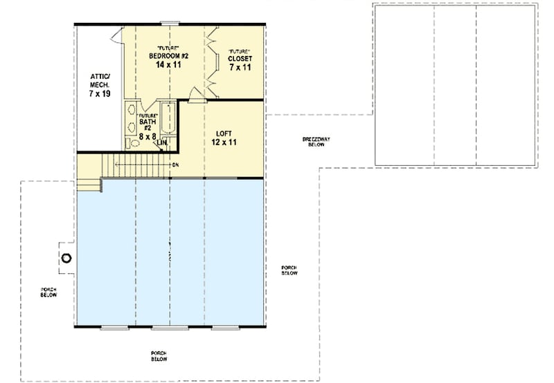 Plan 58561SV: Wraparound Retreat with Style - Floor Plan - 2nd Floor - Cottage, Mountain, Rustic, Vacation
