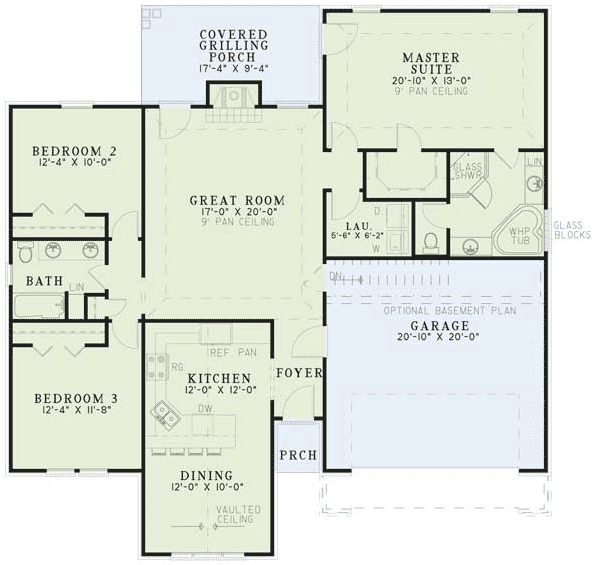 Plan 59065ND: Split Level with Privacy - Floor Plan - Main Level - Ranch, Traditional