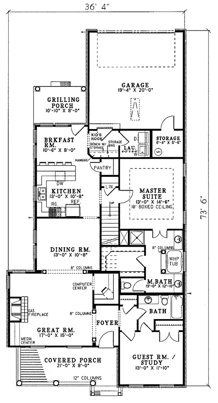 Plan 59103ND: Traditional Plan with Historical Southern Style - Floor Plan - Main Level - Southern, Traditional