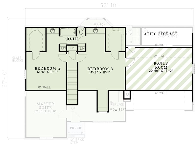Plan 59114ND: Comforts of Home with Bonus Above Garage - 1697 Sq Ft - Floor Plan - 2nd Floor - Traditional