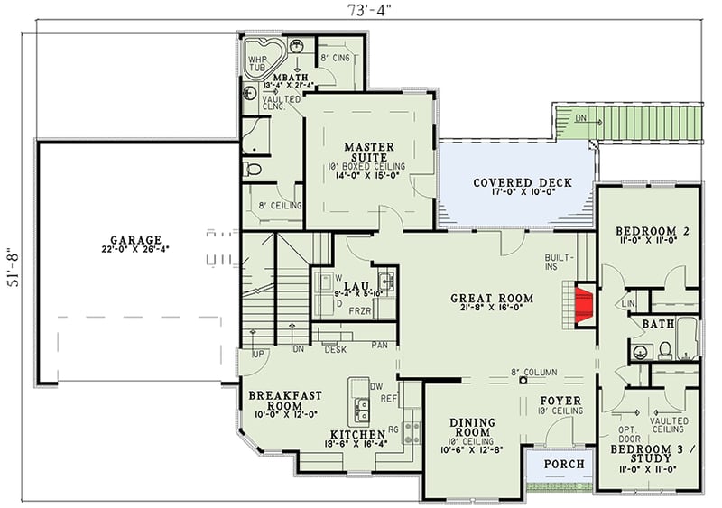 Plan 59132ND: French Traditional Home - Floor Plan - Main Level - Traditional