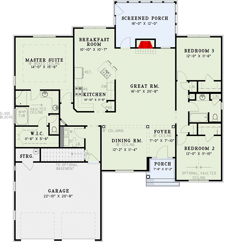 Plan 59134ND: 3 Bedroom House Plan with an Elegant Open Floor Plan - 1909 Sq Ft - Floor Plan - Main Level - Traditional