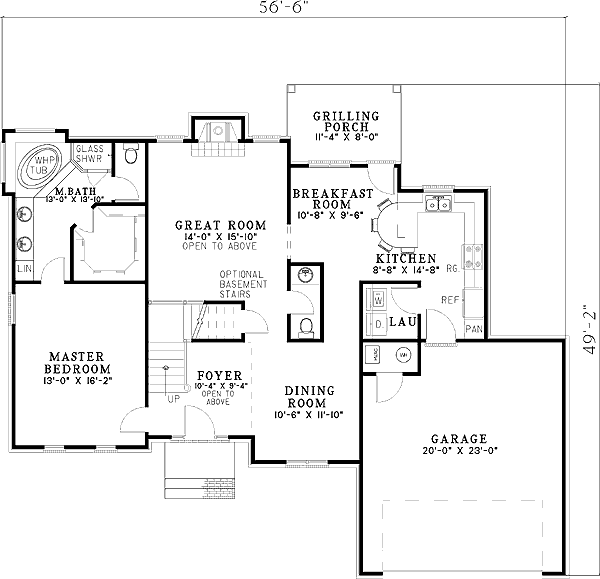 Plan 59143ND: Two-Story Great Room - Floor Plan - Main Level - Traditional